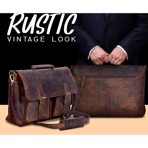 Full Grain Leather Briefcase, Shoulder Bag, Messenger Bag, Laptop Satchel - Picture 1 of 9
